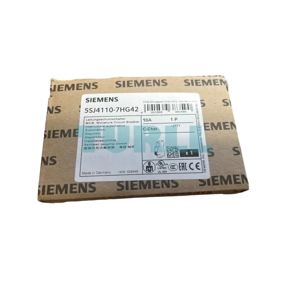 Siemens 5SJ4110-7HG42 Circuit Breaker 10kA, 1-Pole, 10A, Type C, UL 489-277V