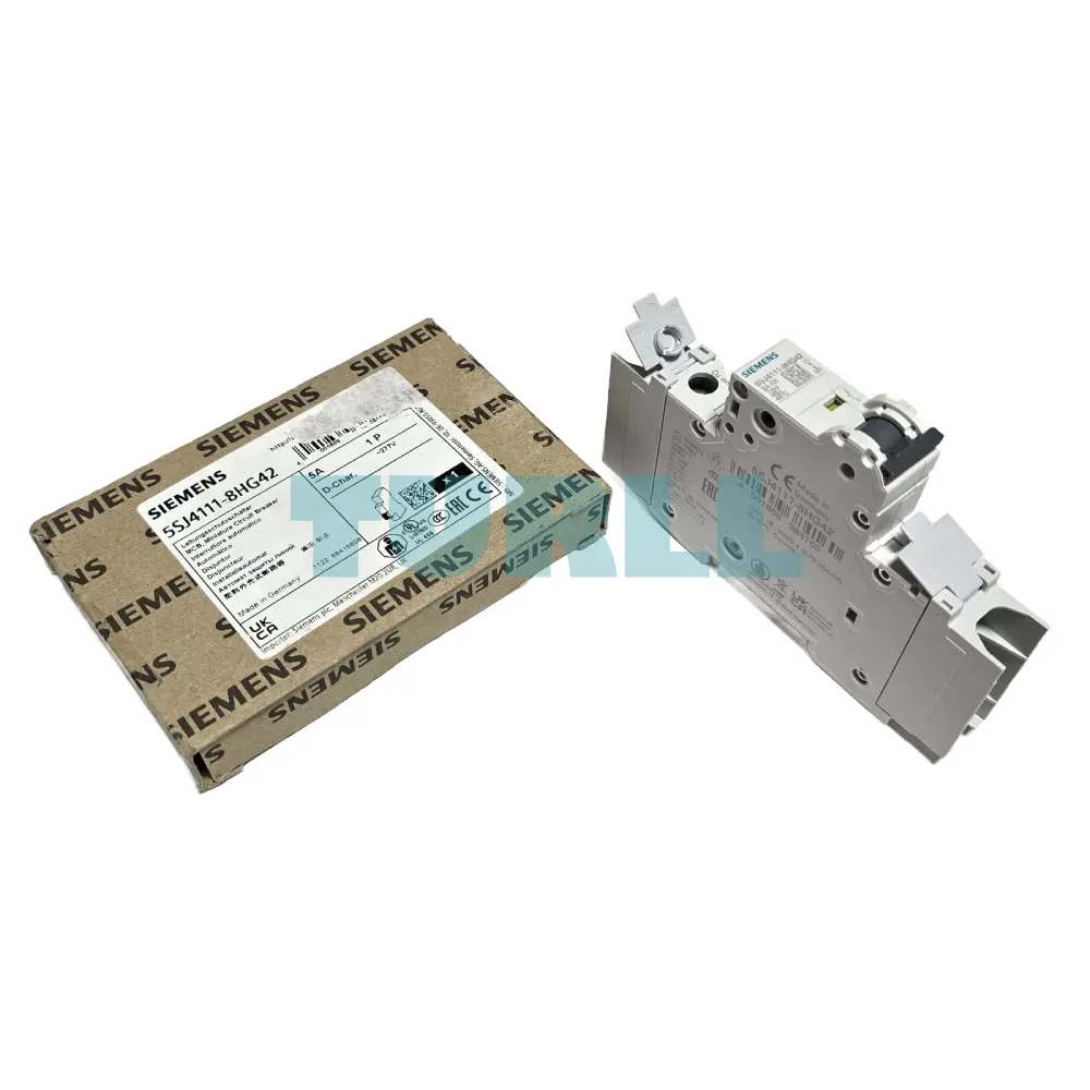 Siemens 5SJ4111-8HG42 Miniature Circuit Breaker, 1-Pole, 5A, D-Characteristic, 10kA, UL 489 Rated