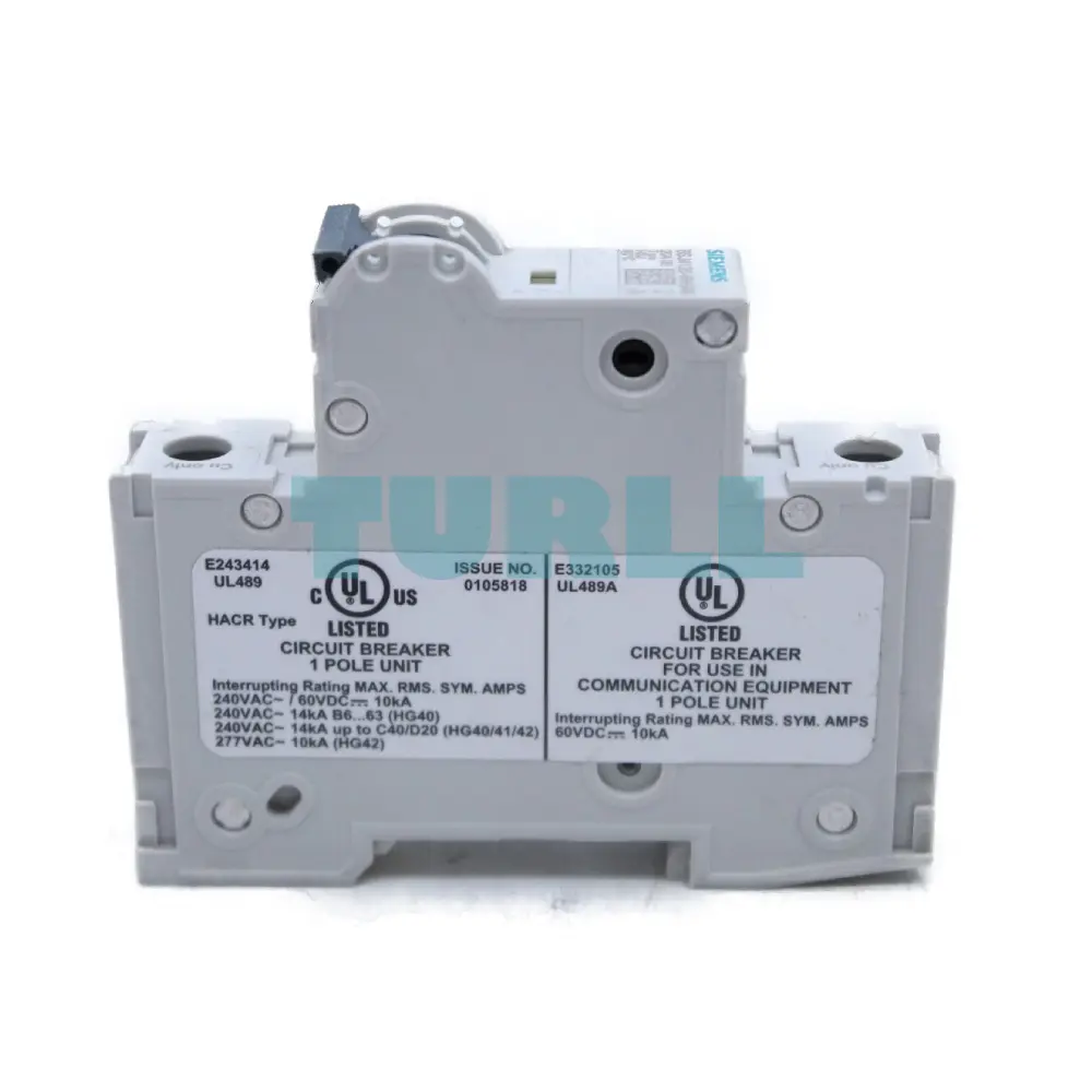 Siemens 5SJ4120-6HG40 Miniature Circuit Breaker 1-Pole, 20A, 240V, 14kA, UL 489 Rated