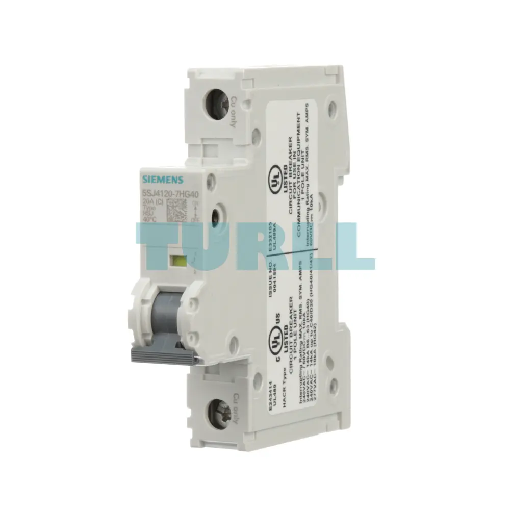 Siemens 5SJ4120-7HG40 Miniature Circuit Breaker 1-Pole, 20A, 240V, 14kA, C-Trip