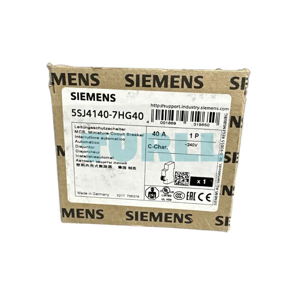 Siemens 5SJ4140-7HG40 Miniature Circuit Breaker 240V, 14kA, 1-Pole, 40A, UL489