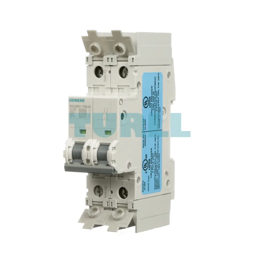 Siemens 5SJ4201-7HG42 Miniature Circuit Breaker 2-Pole, 1A, Type C, 480Y/277V