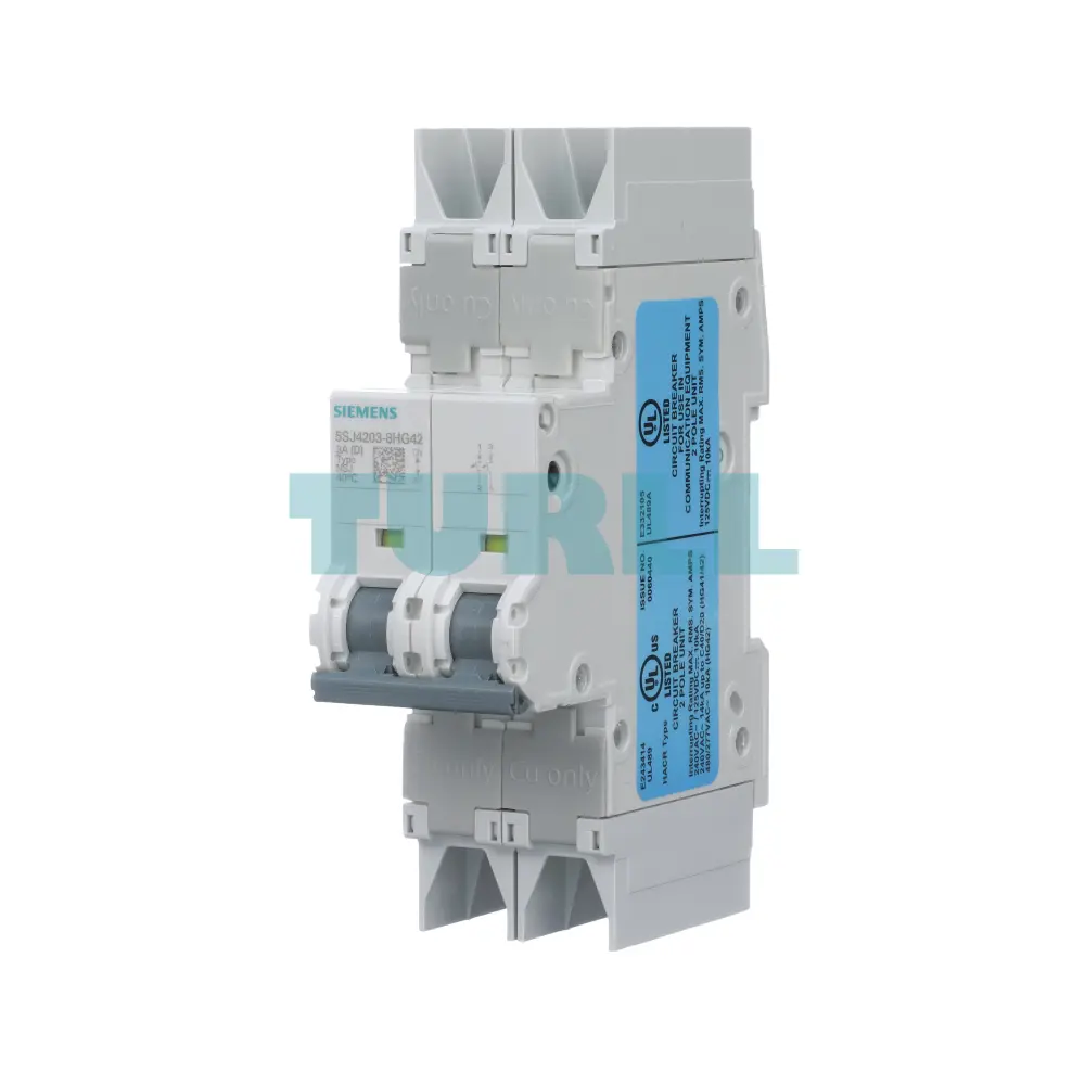 Siemens 5SJ4203-8HG42 10kA 2-Pole Circuit Breaker, 3A, UL 489, 480Y/277V