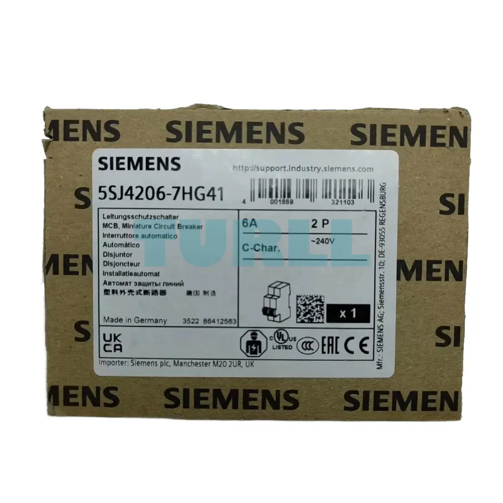 Siemens 5SJ4206-7HG41 Miniature Circuit Breaker 240 V, 14kA, 2-Pole, C, 6A, UL 489