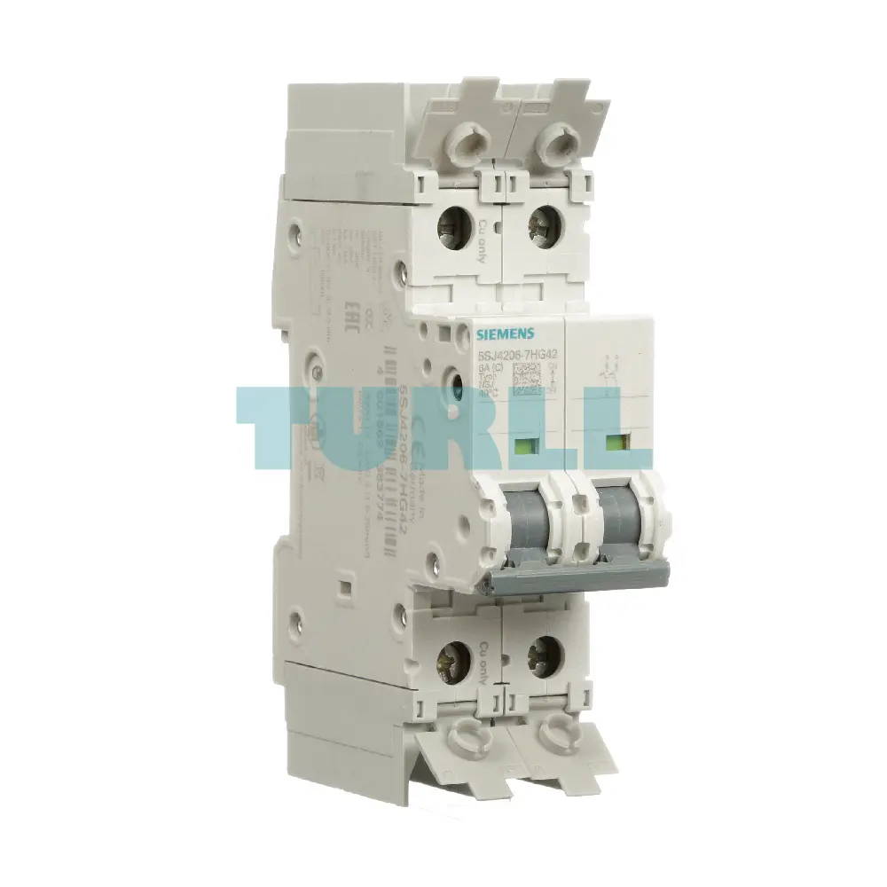 Siemens 5SJ4206-7HG42 Circuit Breaker 10kA, 2-Pole, C-Curve, 6A, UL 489 (480Y/277V)