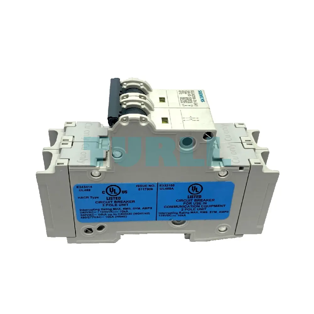 Siemens 5SJ4210-7HG41 Miniature Circuit Breaker 2-Pole, 10A, 240V, 14kA, C-Trip Curve