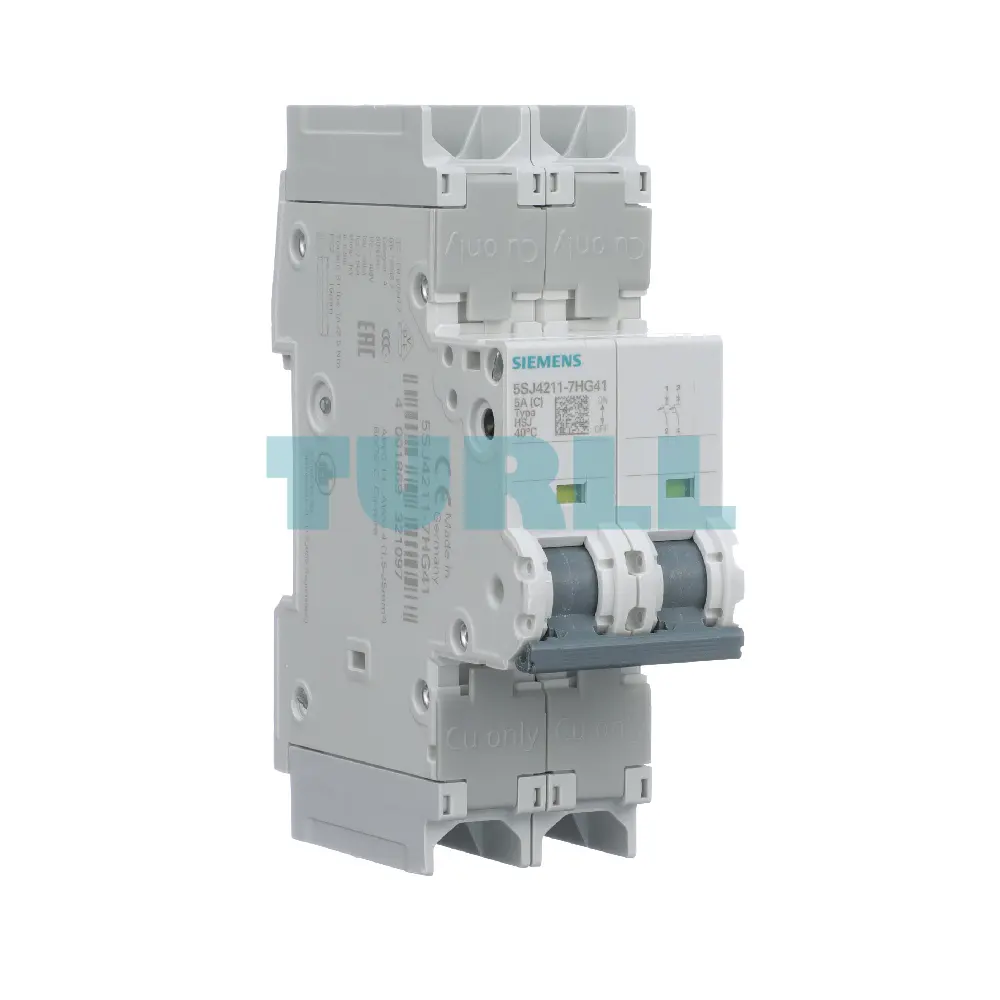 Siemens 5SJ4211-7HG41 Miniature Circuit Breaker 2-Pole, 5A, C-Curve, 240V, 14kA
