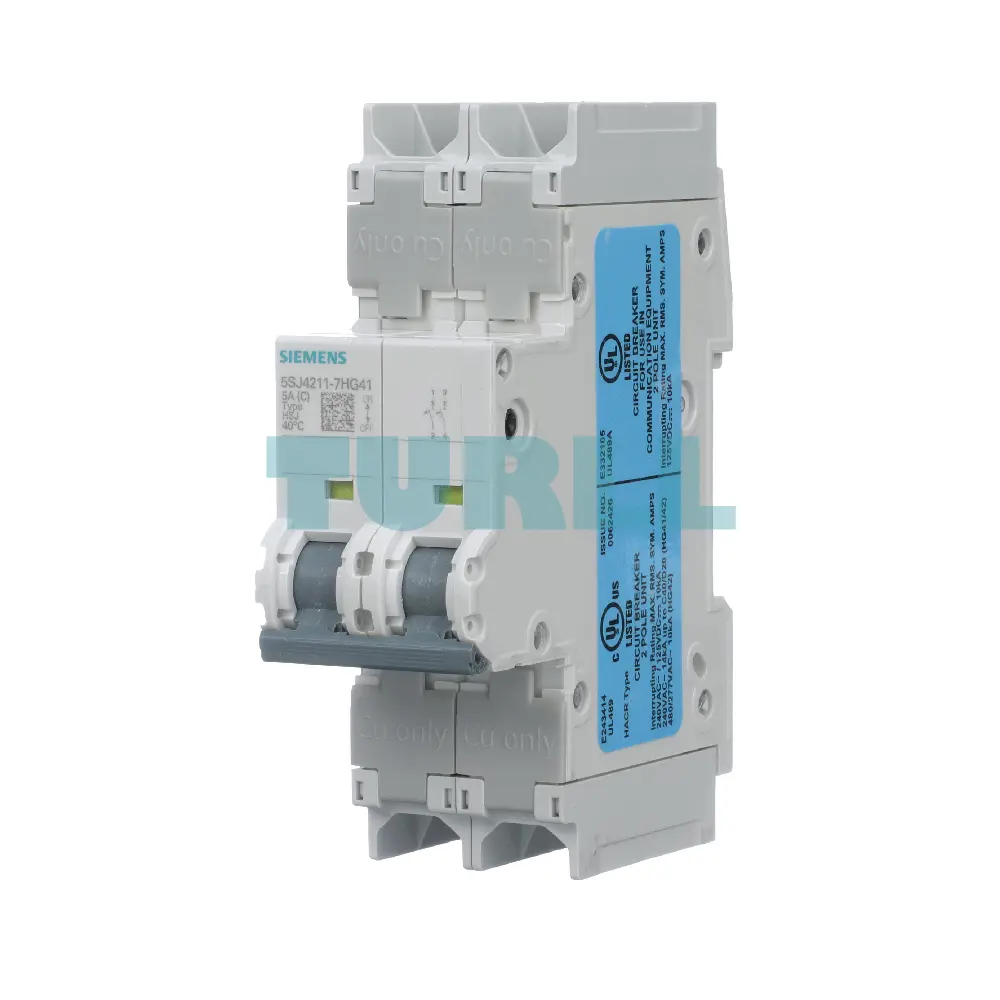Siemens 5SJ4211-7HG41 Miniature Circuit Breaker 2-Pole, 5A, C-Curve, 240V, 14kA