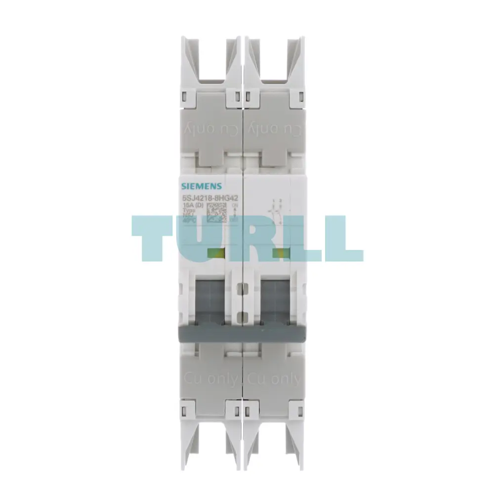 Siemens 5SJ4218-8HG42 Circuit Breaker 2-Pole, 15A, Type D Curve, 10kA, UL 489 Rated