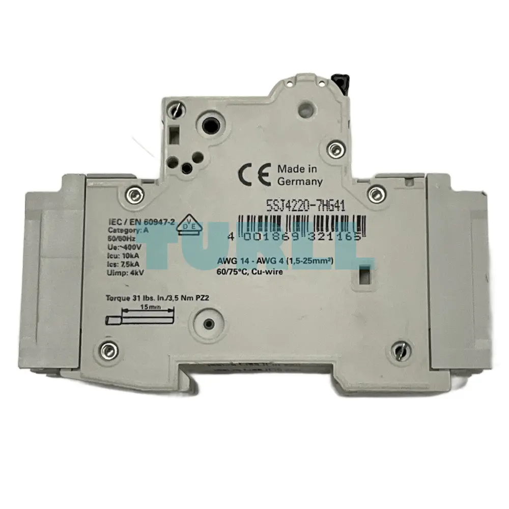 Siemens 5SJ4220-7HG41 Miniature Circuit Breaker 240 V, 14kA, 2-pole, C, 20 A, D=70 mm