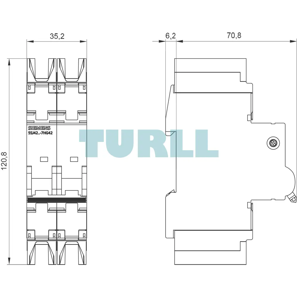 Siemens 5SJ4220-7HG42 Circuit Breaker 10kA, 2-Pole, C, 20A UL 489-480Y/277V