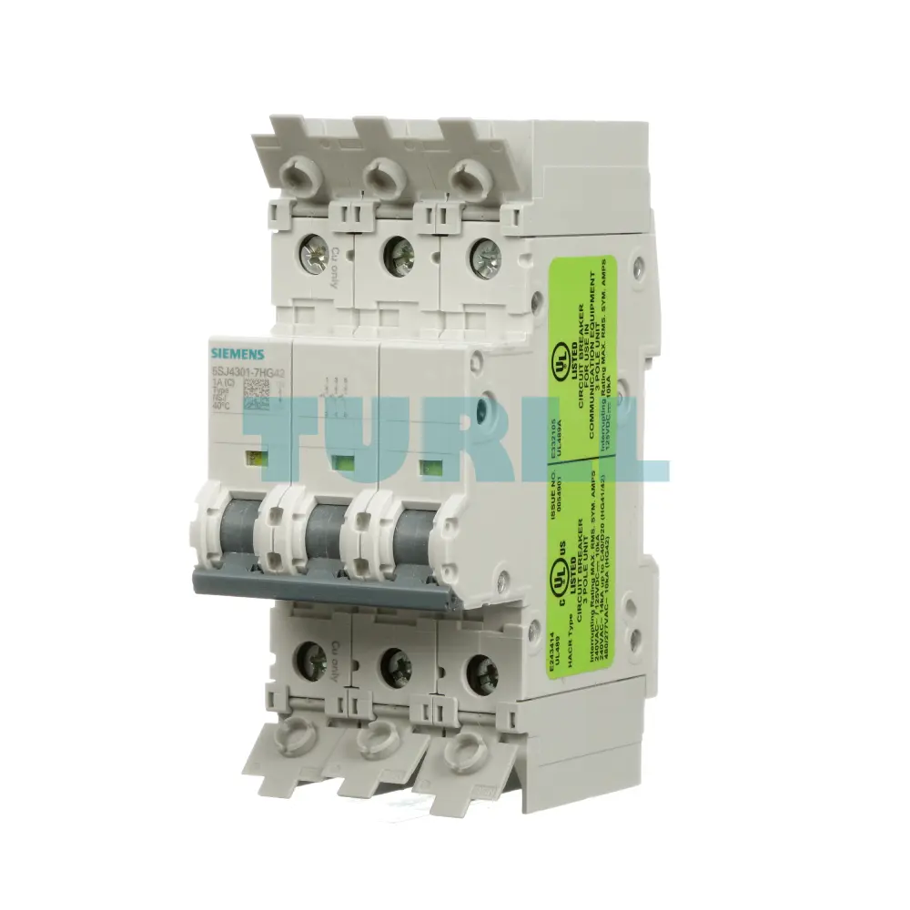 Siemens 5SJ4301-7HG42 UL 489 Circuit Breaker 3 Pole, 1A, C Curve, 10kA, 480Y/277V