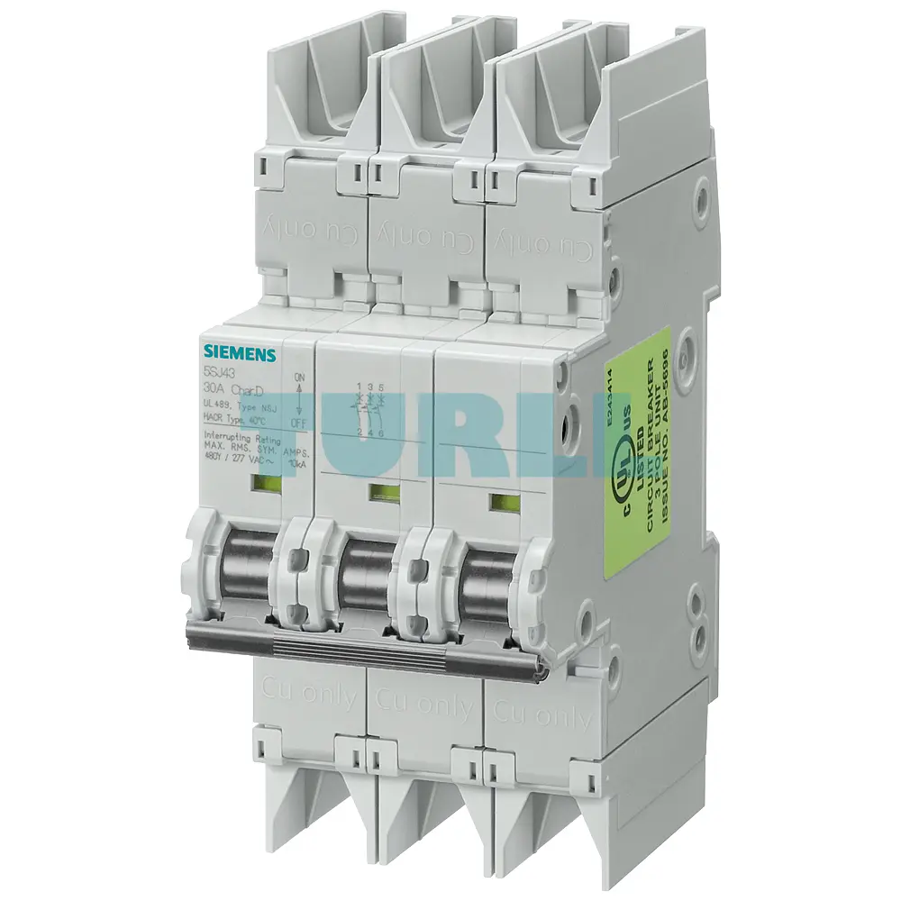 Siemens 5SJ4308-7HG42 Miniature Circuit Breaker, 10 kA, 3-Pole, C, 8 A, UL 489-480Y/277V