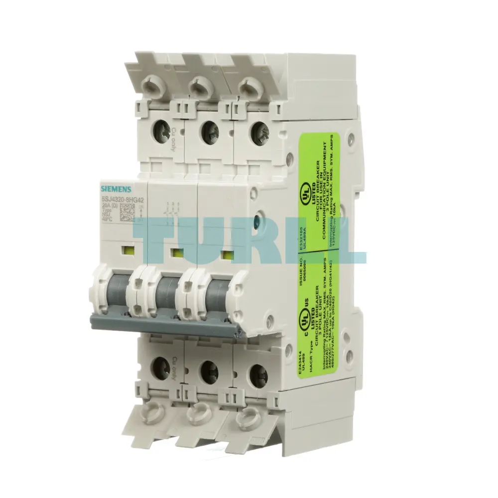 Siemens 5SJ4320-8HG42 Miniature Circuit Breaker 3-Pole, 20A, 10kA, D-Curve, UL 489 Rated