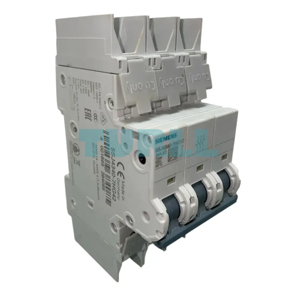 Siemens 5SJ4340-7HG42 Miniature Circuit Breaker 3-Pole, 40A, C-Curve, 10kA, UL 489 Rated
