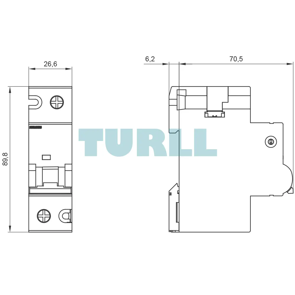 Siemens 5SP4191-7 Miniature Circuit Breaker 1-Pole, 100A, Type C, 10kA