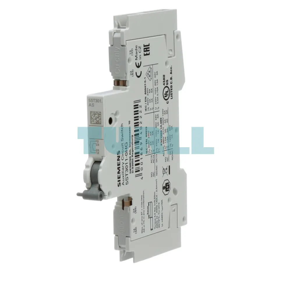 Siemens 5ST3011-0HG Auxiliary Switch, 2 NO Contacts, For UL 489 Miniature Circuit Breakers