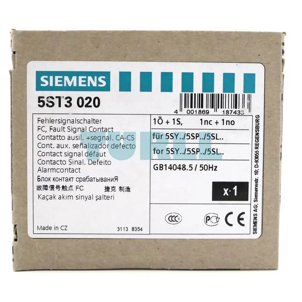 Siemens 5ST3020 Fault Signal Contact, 1 NO + 1 NC for MCB (5SL, 5SY, 5SP) & RCBO (5SU1)