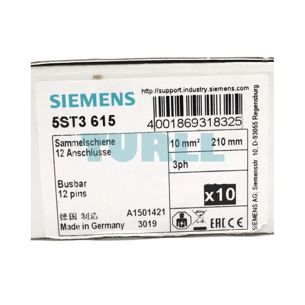 Siemens 5ST3615 Pin Busbar, 10 mm² Connection, 4x 3-Phase Touch-Safe Original Brand New 4 Siemens 5ST3615 Pin Busbar, 10 mm² Connection, 4x 3-Phase Touch-Safe
