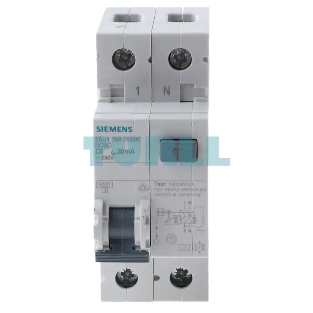 Siemens 5SU1356-7KK06 RCBO, 1P+N, 6kA, 6A, 30mA, Type A, C-Characteristic
