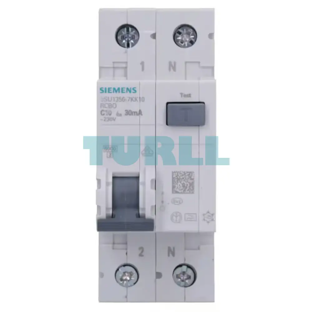 Siemens 5SU1356-7KK10 RCBO 10A, 30mA, Type A, 1P+N, C-Char, 230V, 6kA