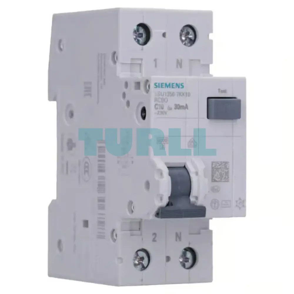Siemens 5SU1356-7KK10 RCBO 10A, 30mA, Type A, 1P+N, C-Char, 230V, 6kA