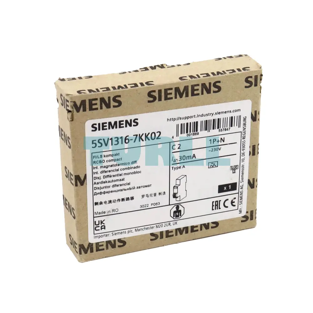 Siemens 5SV1316-7KK02 RCBO Compact 6 kA, Type A, 30 mA C2, Residual Current Circuit Breaker Original Brand New 4 Siemens 5SV1316-7KK02 RCBO Compact 6 kA, Type A, 30 mA C2, Residual Current Circuit Breaker