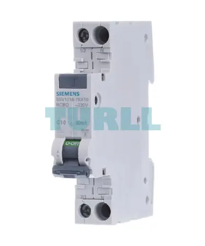 Siemens 5SV1316-7KK10 RCBO Compact, 1-Pole+N, 10A (C10), 30mA Type A, 6kA