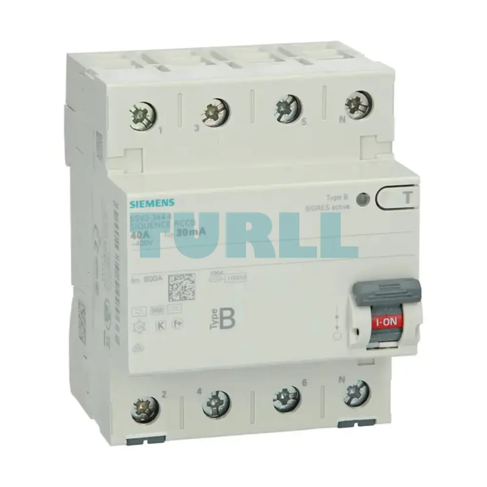 Siemens 5SV3344-4 Residual Current Operated Circuit Breaker, 4-Pole, Type B, 40A, 30mA Original Brand New 1 Siemens 5SV3344-4 Residual Current Operated Circuit Breaker, 4-Pole, Type B, 40A, 30mA