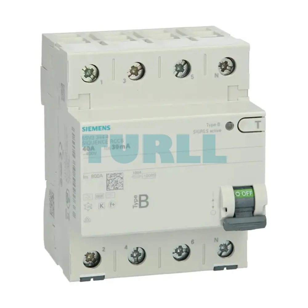 Siemens 5SV3344-4 Residual Current Operated Circuit Breaker, 4-Pole, Type B, 40A, 30mA Original Brand New 5 Siemens 5SV3344-4 Residual Current Operated Circuit Breaker, 4-Pole, Type B, 40A, 30mA