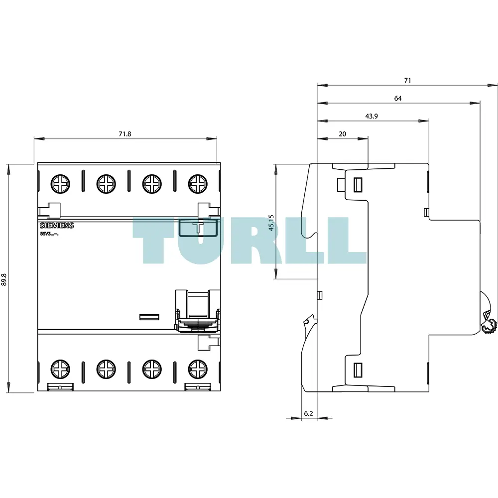 Siemens 5SV3344-6KL Residual Current Circuit Breaker, 4-Pole, Type A, 40A, 30mA, 400V Original Brand New 6 Siemens 5SV3344-6KL Residual Current Circuit Breaker, 4-Pole, Type A, 40A, 30mA, 400V