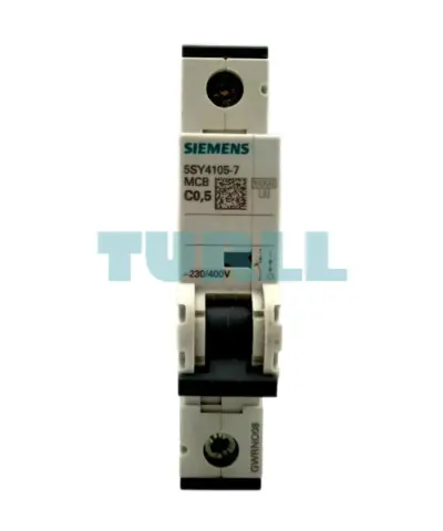 Siemens 5SY4105-7 Miniature Circuit Breaker 0.5A, 1-Pole, C-Curve, 10kA, 230/400V