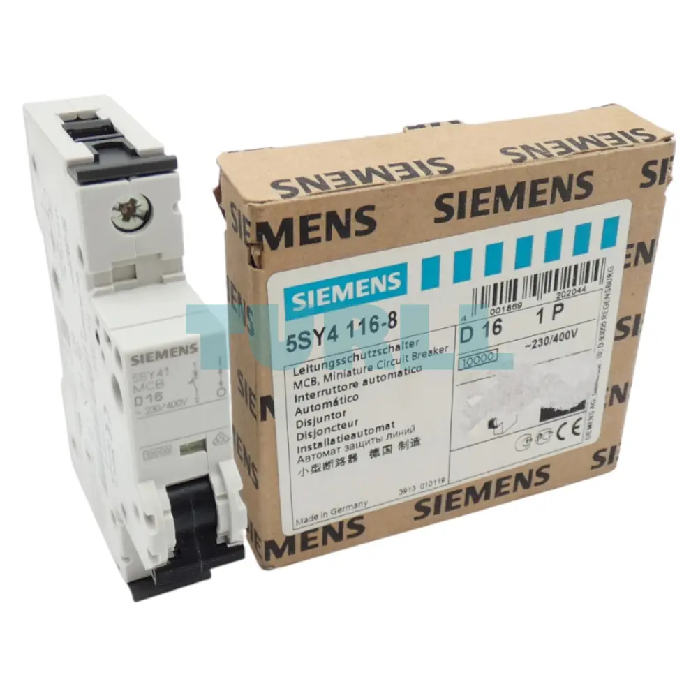Siemens 5SY4116-8 Miniature Circuit Breaker 1-Pole, 16A, Type D, 10kA