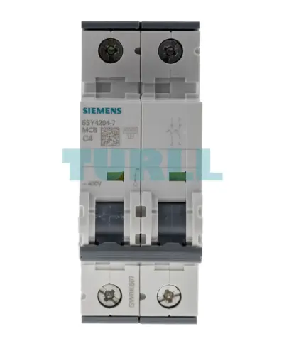 Siemens 5SY4204-7 Miniature Circuit Breaker 2-Pole, 4A, C-Curve, 10kA, 400V