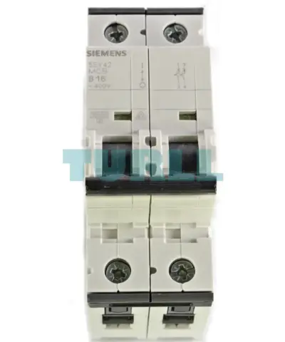 Siemens 5SY4216-6 Miniature Circuit Breaker, 2-Pole, B Curve, 16A, 10kA, 400V