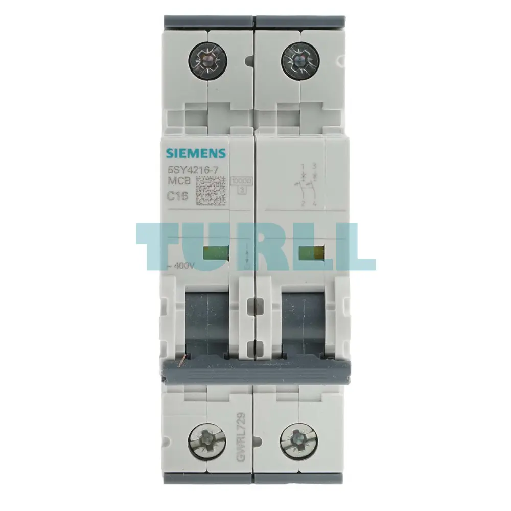 Siemens 5SY4216-7 Miniature Circuit Breaker 2-Pole, 16A, 400V, C Curve, 10kA