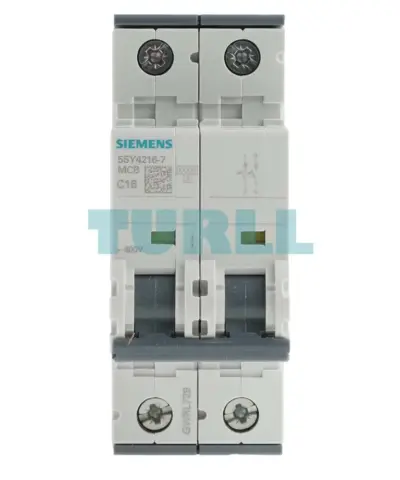 Siemens 5SY4216-7 Miniature Circuit Breaker 2-Pole, 16A, 400V, C Curve, 10kA