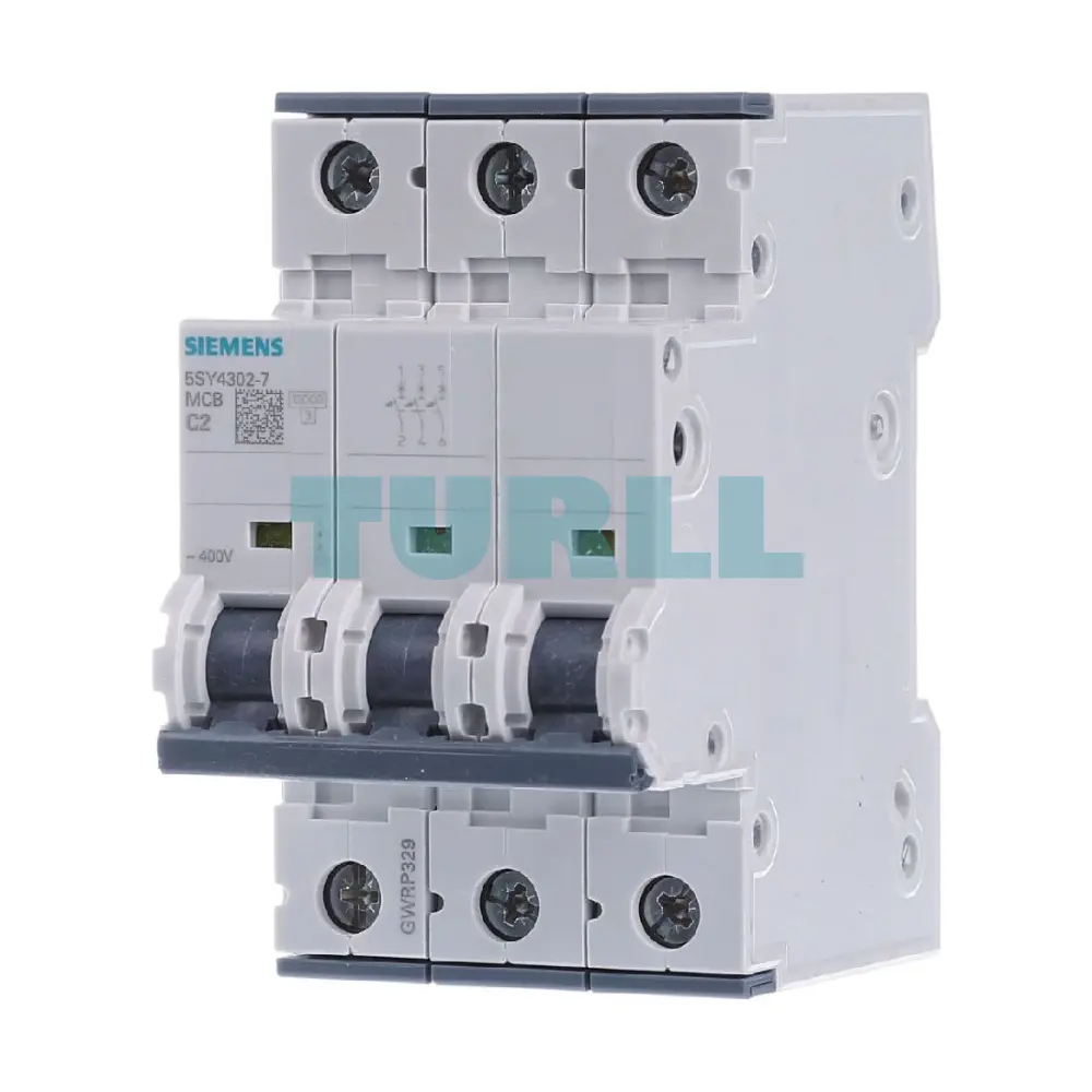 Siemens 5SY4302-7 SENTRON Miniature Circuit Breaker, 3-Pole, 2A, 10kA, Type C, 400V