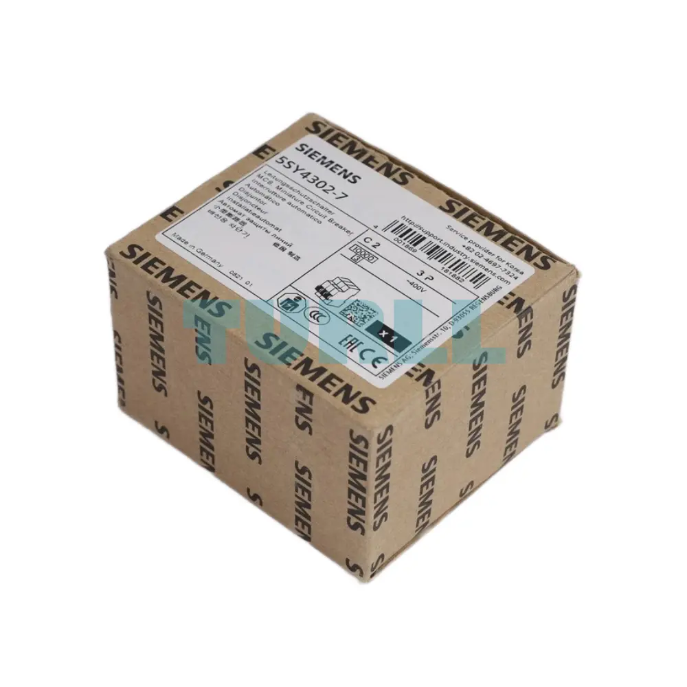 Siemens 5SY4302-7 SENTRON Miniature Circuit Breaker, 3-Pole, 2A, 10kA, Type C, 400V