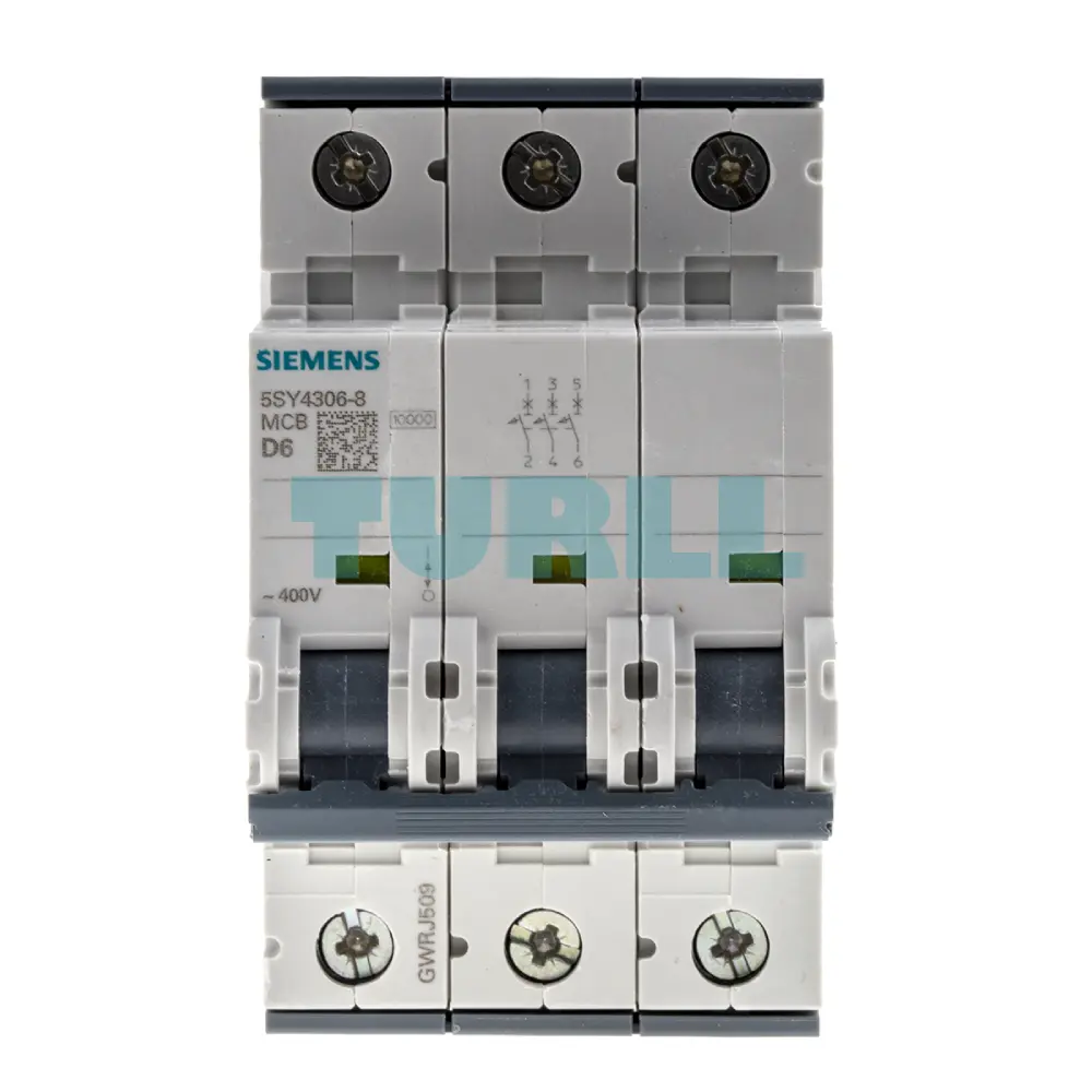 Siemens 5SY4306-8 Miniature Circuit Breaker 3-Pole, 6A, D-curve, 400V, 10kA