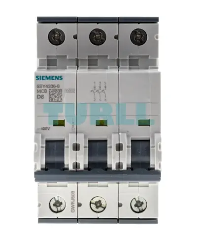 Siemens 5SY4306-8 Miniature Circuit Breaker 3-Pole, 6A, D-curve, 400V, 10kA
