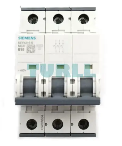 Siemens 5SY4316-6 Miniature Circuit Breaker 3-Pole, 16A, B-Type, 400V, 10kA