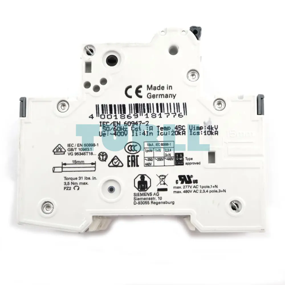 Siemens 5SY4316-6 Miniature Circuit Breaker 3-Pole, 16A, B-Type, 400V, 10kA Original Brand New 4 Siemens 5SY4316-6 Miniature Circuit Breaker 3-Pole, 16A, B-Type, 400V, 10kA
