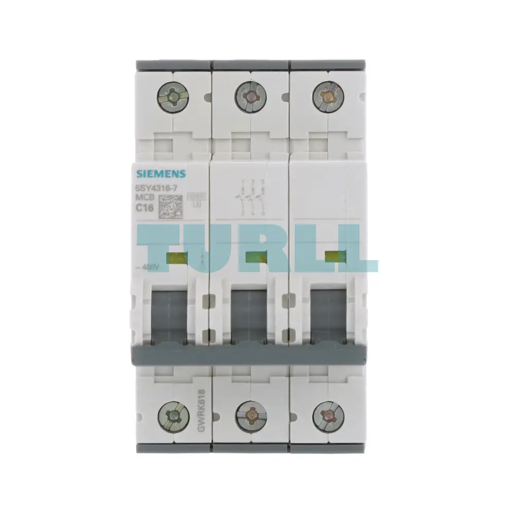 Siemens 5SY4316-7 Miniature Circuit Breaker, 3-Pole, 16A, 400V, 10kA, Type C