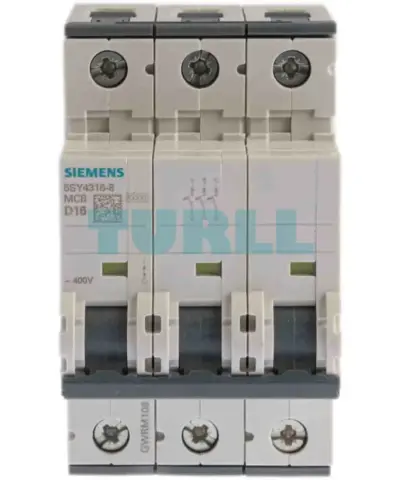Siemens 5SY4316-8 Miniature Circuit Breaker 3-Pole, 16A, 10kA, 400V, Type D