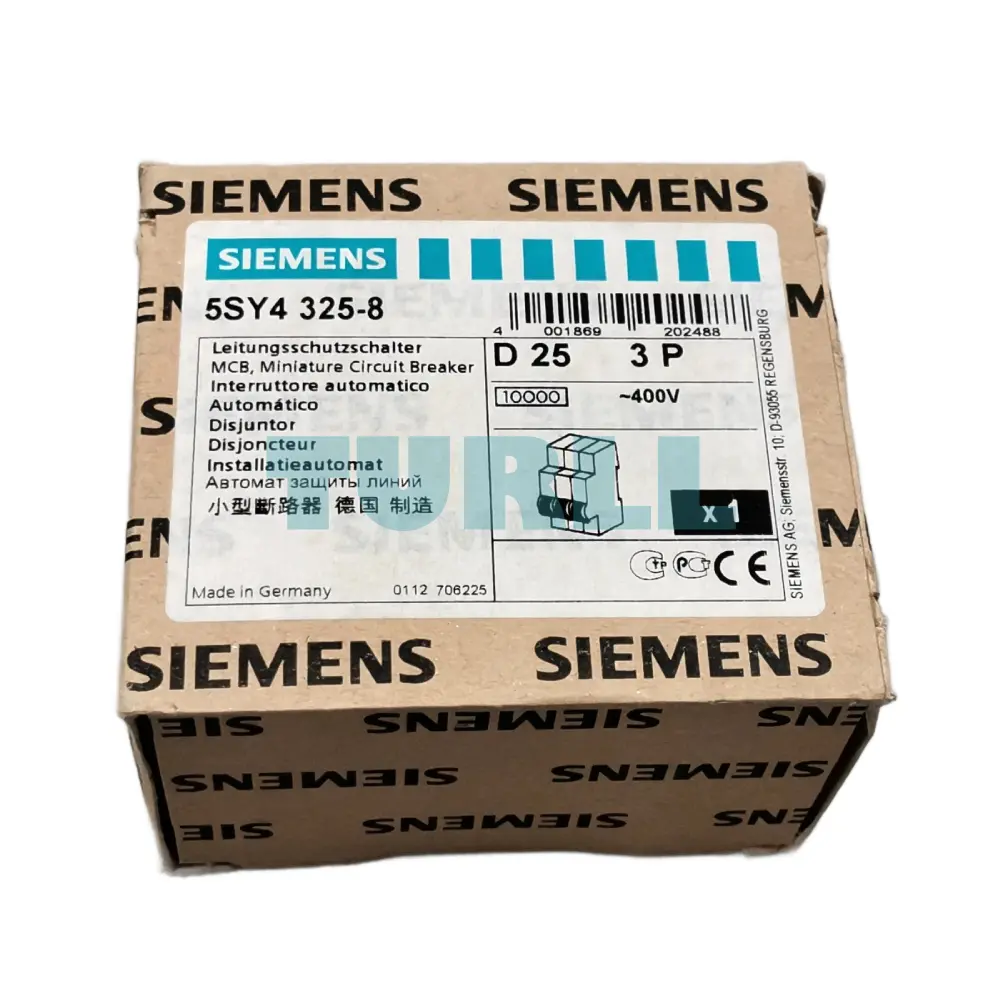 Siemens 5SY4325-8 Miniature Circuit Breaker 3-Pole, 25A, Type D, 10kA, 400V
