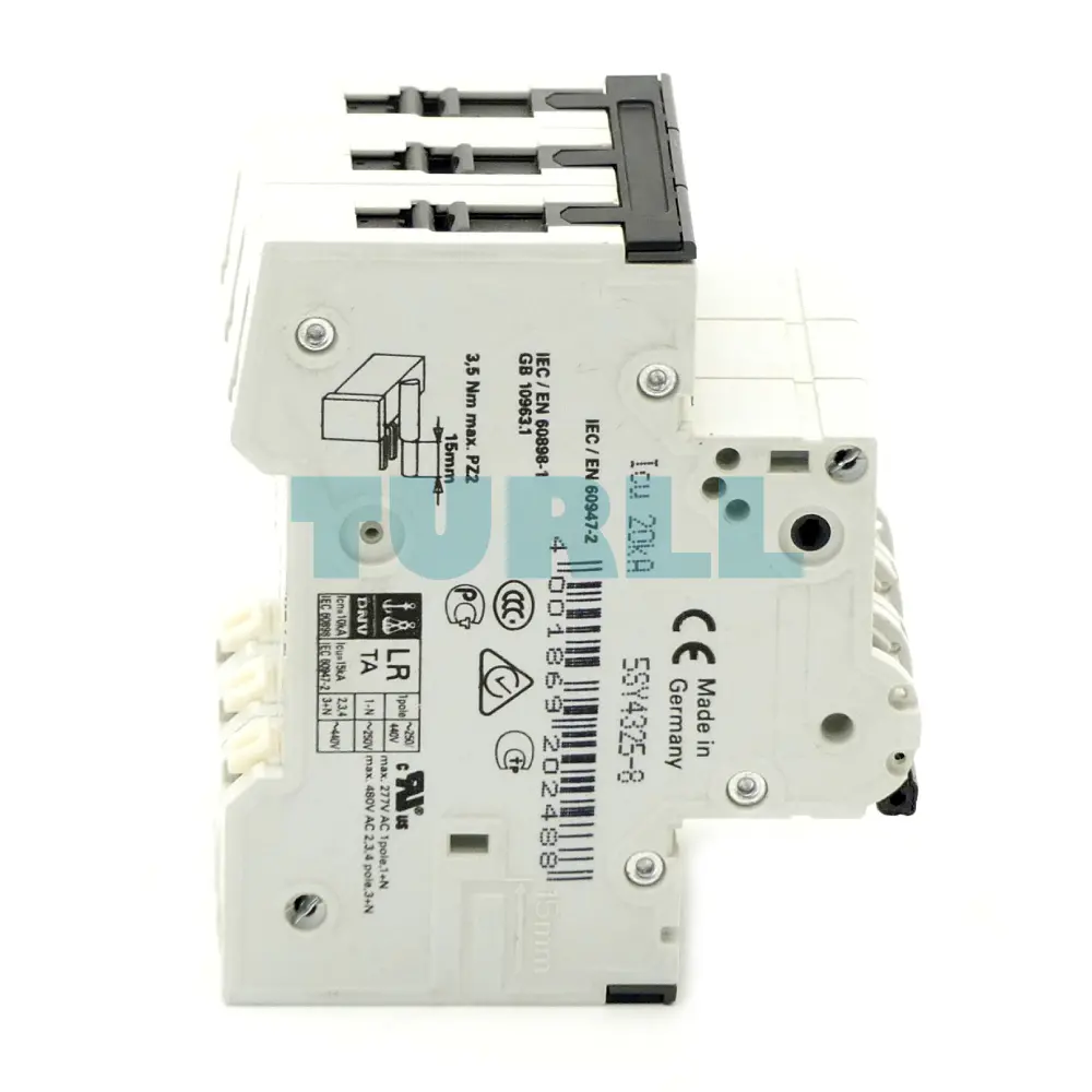 Siemens 5SY4325-8 Miniature Circuit Breaker 3-Pole, 25A, Type D, 10kA, 400V