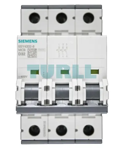 Siemens 5SY4332-8 Miniature Circuit Breaker 400V 10kA, 3-Pole, 32A, D Type (70mm)