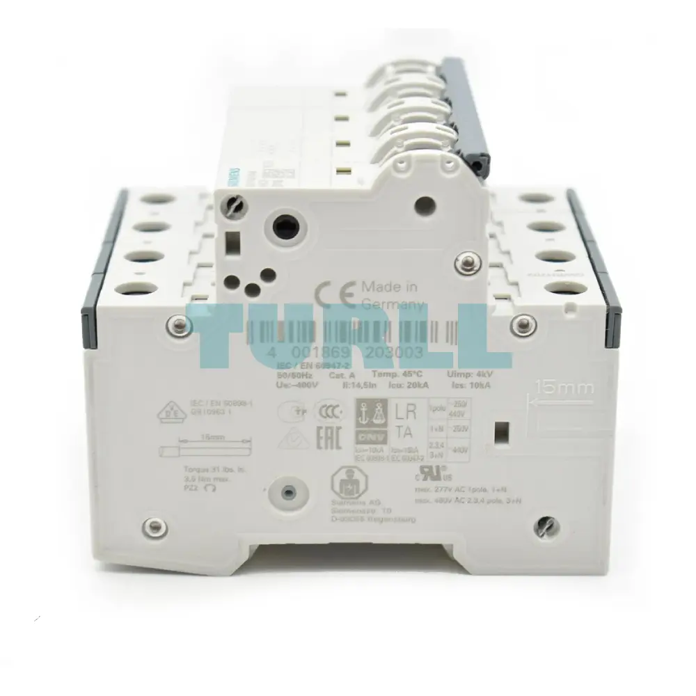 Siemens 5SY4616-8 Miniature Circuit Breaker 400V, 10kA, 3+N-Pole, 16A, D Type (70mm)