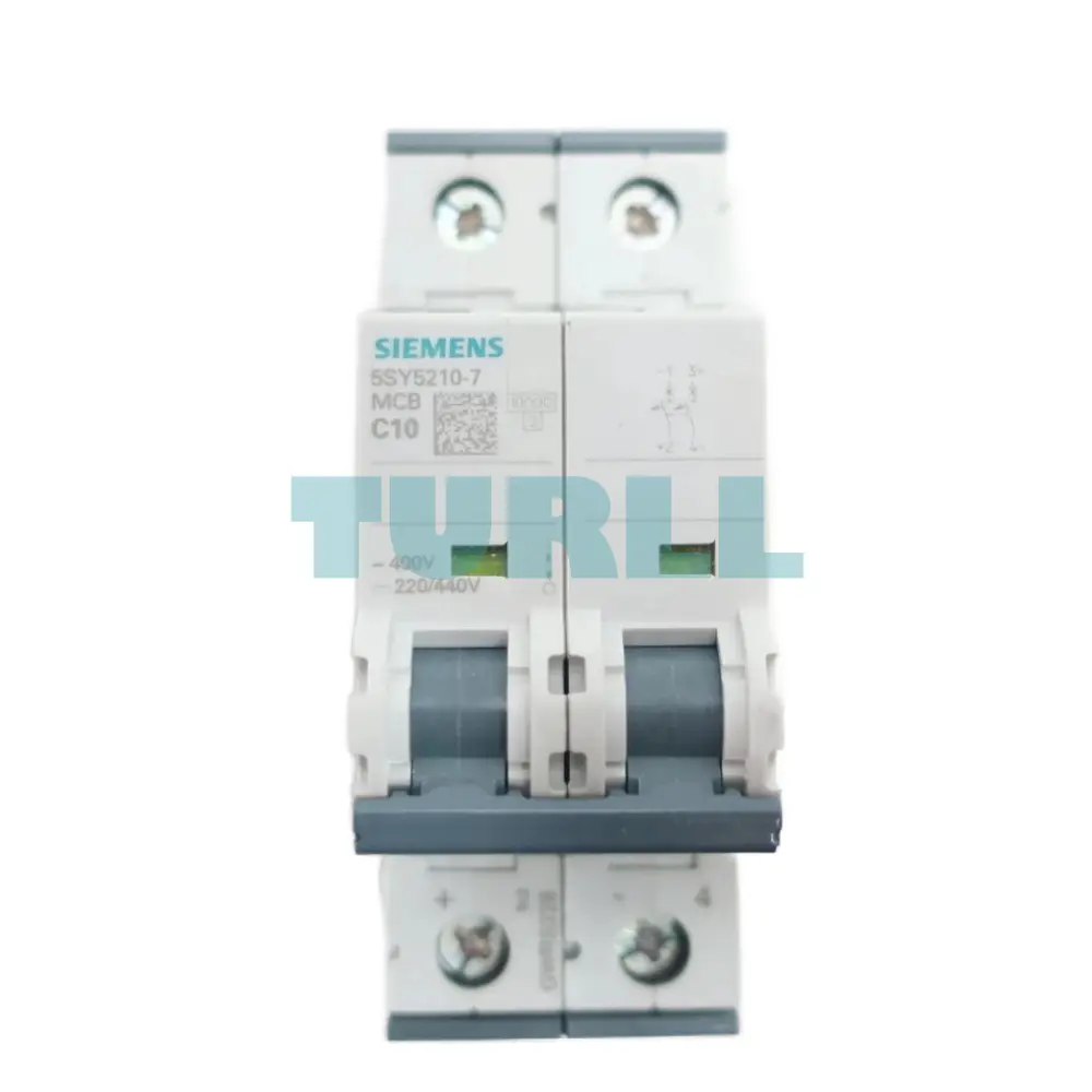 Siemens 5SY5210-7 Universal Circuit Breaker 2-Pole, 10A, C-Characteristic, 440V DC / 400V AC, 10kA